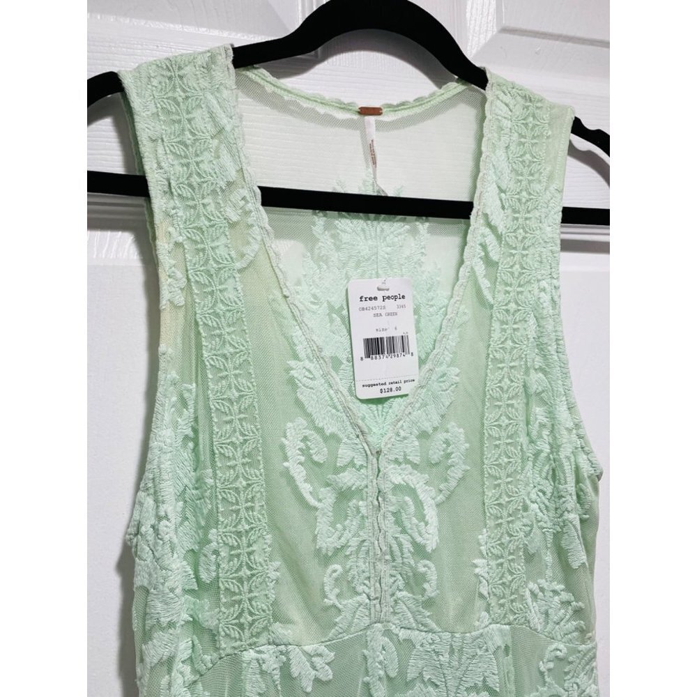 NWT Free People Reign Over Me Sea Green Lace Flirty Dress Women's Size 6 - Picture 6 of 10